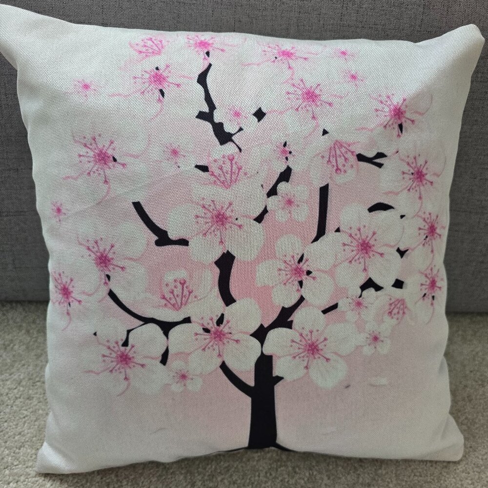 5 PCS Set of 3D Print Cushion Cover 16” x 16” Cherry Blosson Pink